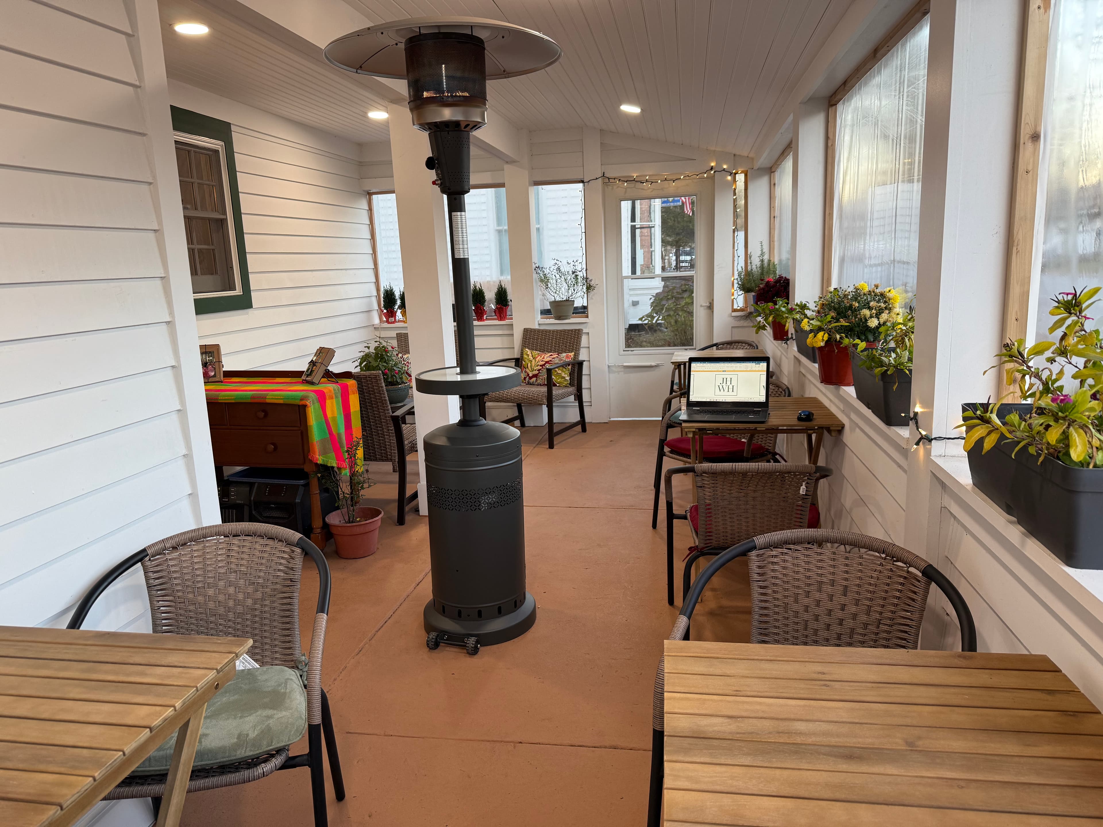 Breakfast on the side porch - weather permitting